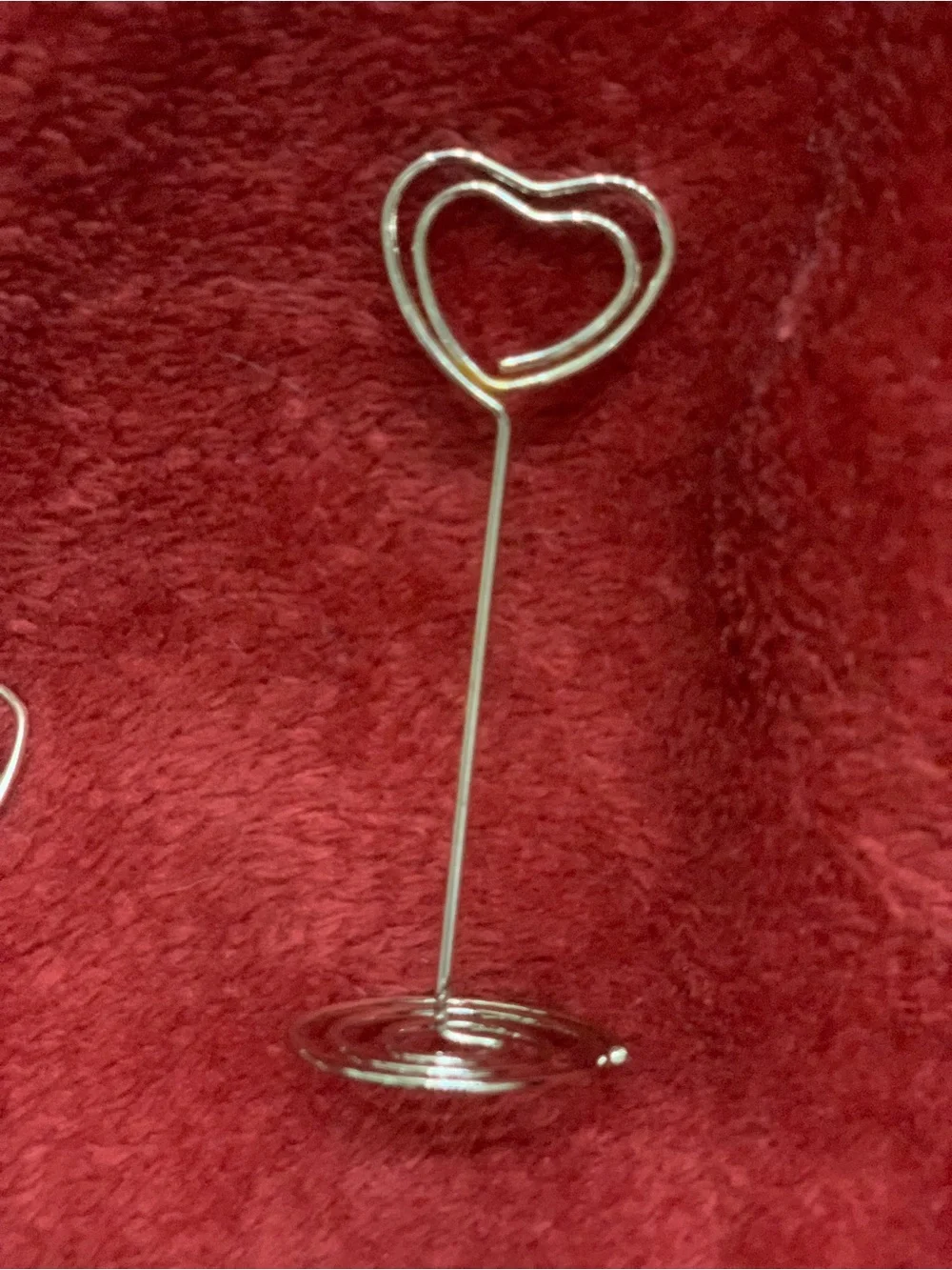Set of Heart-Shaped Silver Place Card Holders